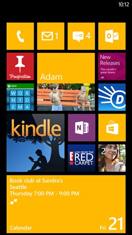 The Start screen on Windows Phone 8