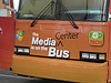 Close-up of front of the Media Center Express CES Bus