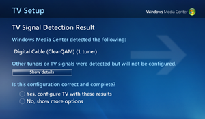 TV signal detection results