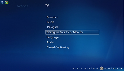 Tasks | Settings | TV | Confgure Your TV or Monitor