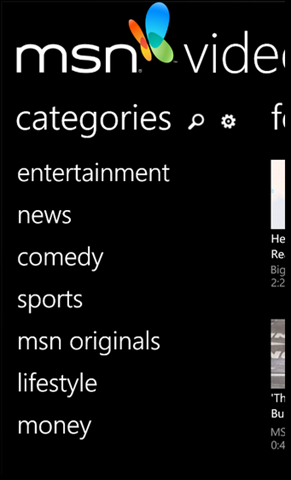 MSN Videos for Windows Phone 7