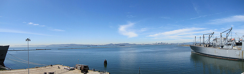 View of San Francisco from deck of U.S.S. Hornet from September 2009.