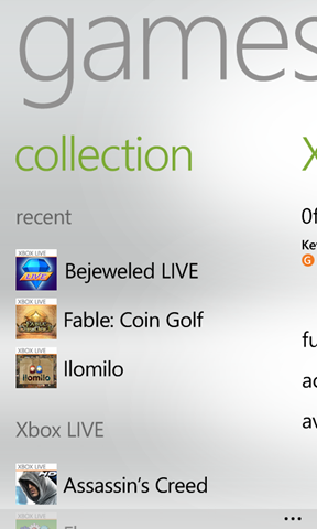 If you have a lot of games, you'll see the last 3 games you played in the Collection view.