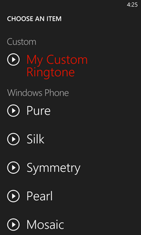 Custom ringtones will appear in Settings, under a new Custom heading.
