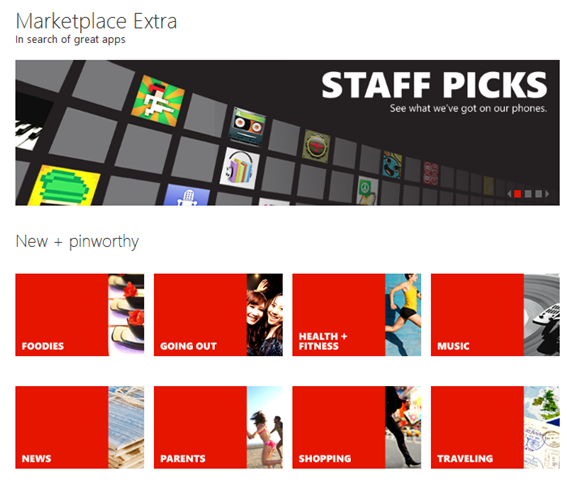 A peek at the Marketplace Extra homepage