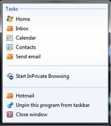 Hotmail Jumplist