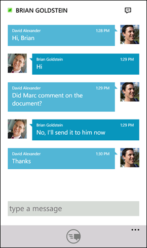 The Lync 2010 app for Windows Phone