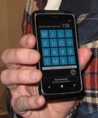 A closeup of the gameboard in Patrick Long's lookalike Wordament app.