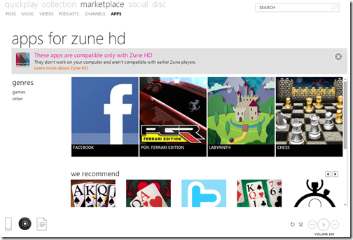Once the Windows Phone store is removed from the Zune software, this is how it will look.