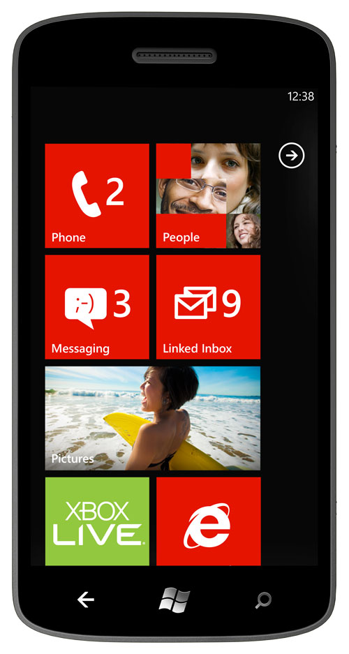 The Start screen in Windows Phone 7