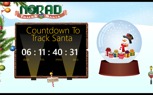Countdown timer to track Santa in NORAD Tracks Santa app