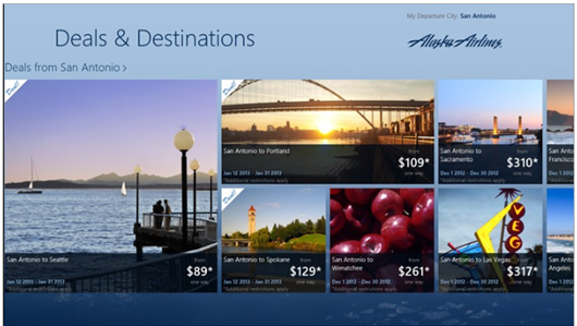 Shows the airfare deals that are available from San Antonio.