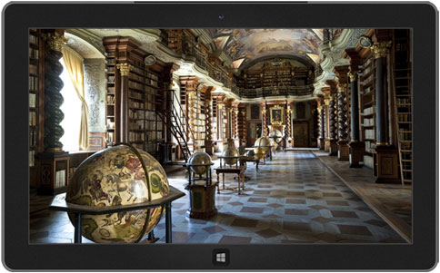 Baroque library hall with ceiling artwork by Jan Hiebl, Clementinum, Prague, Czech Republic