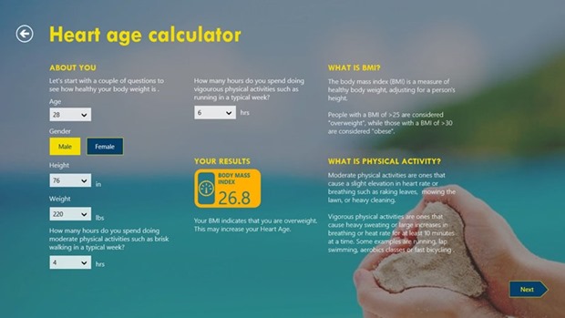 Heart age calculator