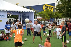 Microsoft celebrates opening of the Windows Store only at Best Buy with Major League Soccer at Best Buy on August 7, 2013 in Los Angeles, California.