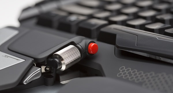 Cyborg Keyboard Red Button Closeup 1200