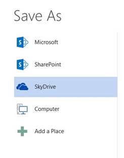 SkyDrive interface