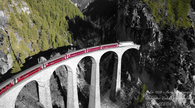 The Landwasser Viaduct, a century-old train crossing that curves majestically 450-feet above the Landwasser River, between the Swiss towns of Schmitten and Filisur. This photo earned Martin Hämmerli a spot as a finalist in a recent National Geographic-Nokia photography contest. 
