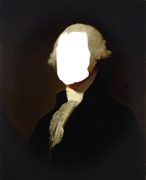 George Washington with face cut out