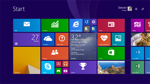 Windows 8.1 Start screen example