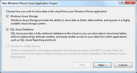 New Windows Phone Cloud Application Project
