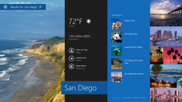 Search results in Windows 8.1 Preview