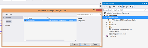 Image showing the Reference Manager in Solution Explorer