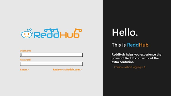 The ReddHub sign in page