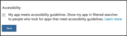 Tag your app to be accessible during the Windows Store uploading process