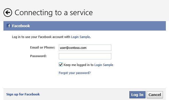 Facebook Login page