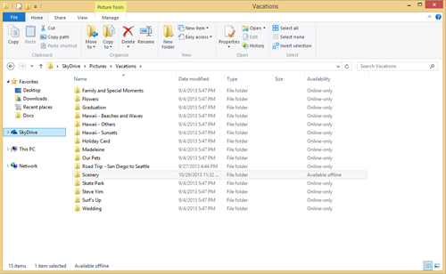 SkyDrive in File Explorer