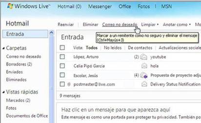 Creación Bourgeon sobras Mira lo que puedes hacer: Hotmail evita el correo no deseado - El blog de  Windows para América Latina
