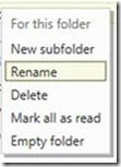For this folder / New subfolder / Rename / Delete / Mark all as read / Empty folder