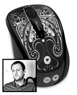 Si Scott brought his award-winning, handcrafted work to the refreshed Microsoft Wireless Mobile Mouse 3500 series. This stylish mouse offers a long-lasting computing experience, and its two-color battery light indicator lets you know when it is time for a new battery.