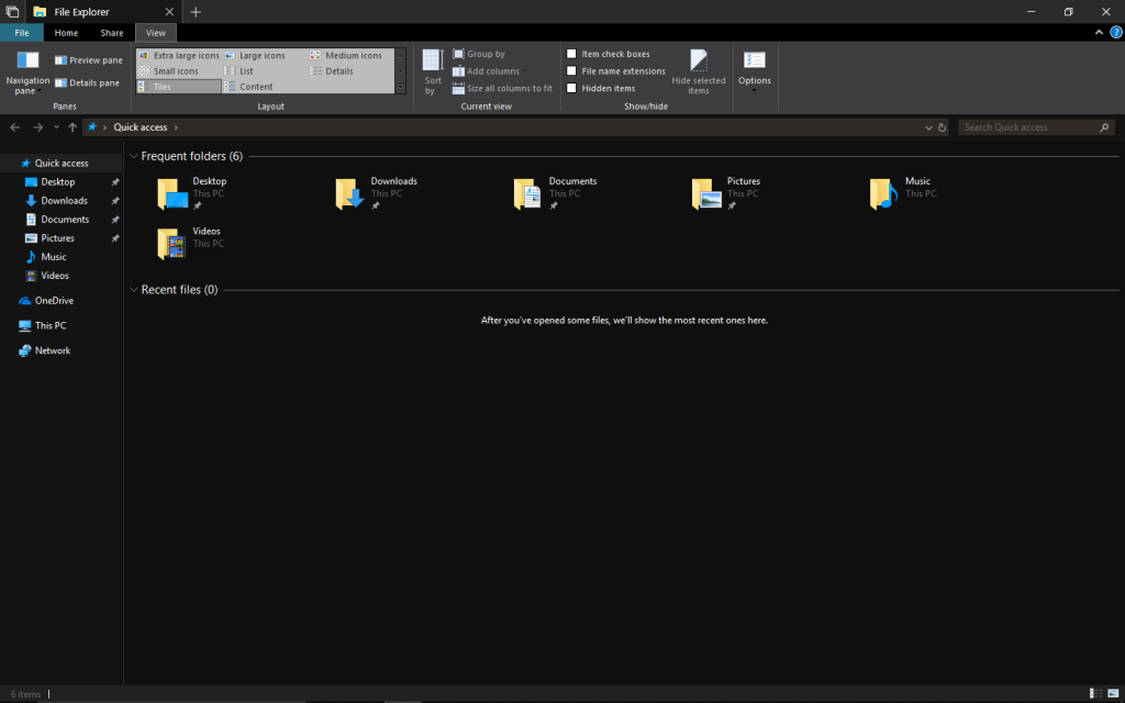 File Explorer in dark theme.