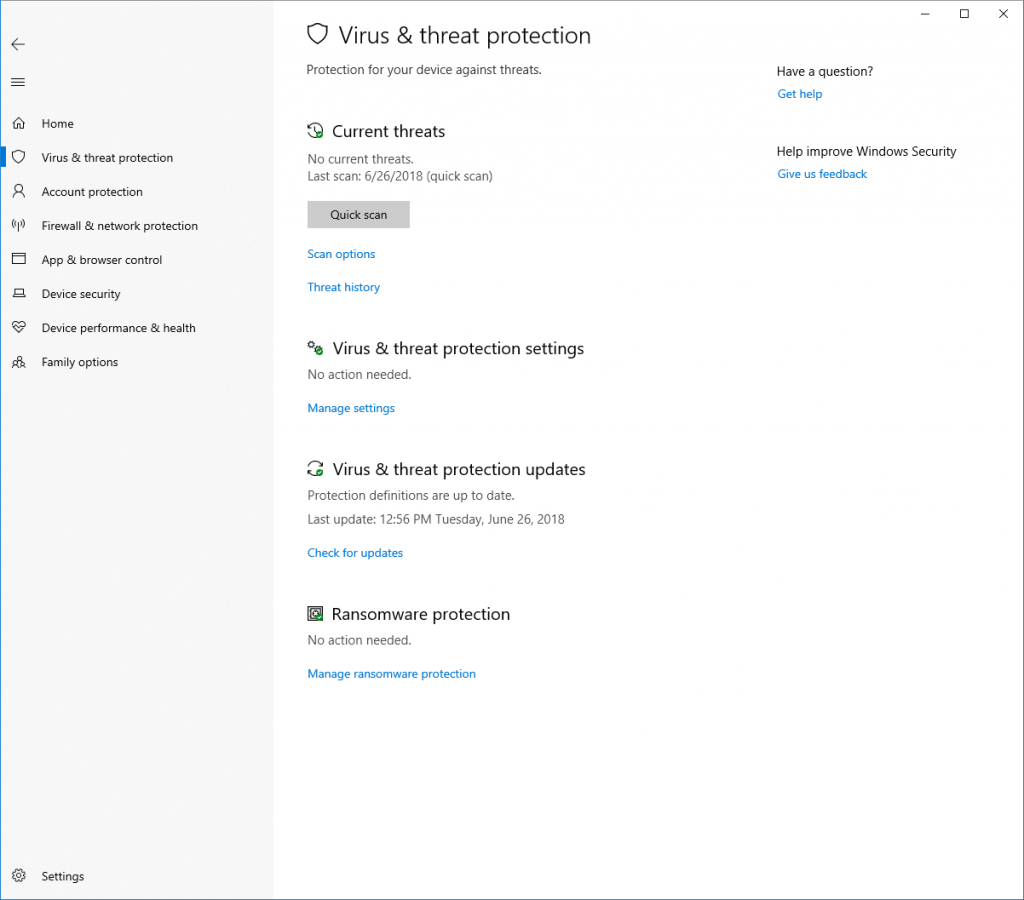 Schermata dell'applicazione di sicurezza di Windows che mostra una scansione in corso sotto l'intestazione Minacce correnti nella pagina Protezione da virus e minacce.