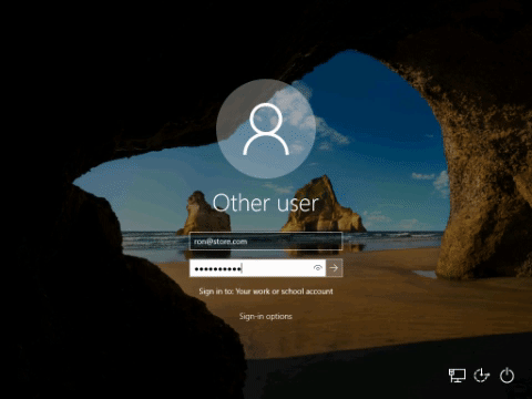 Login screen, on “Other User”. Email address typed in for username, password typed in (masked).
