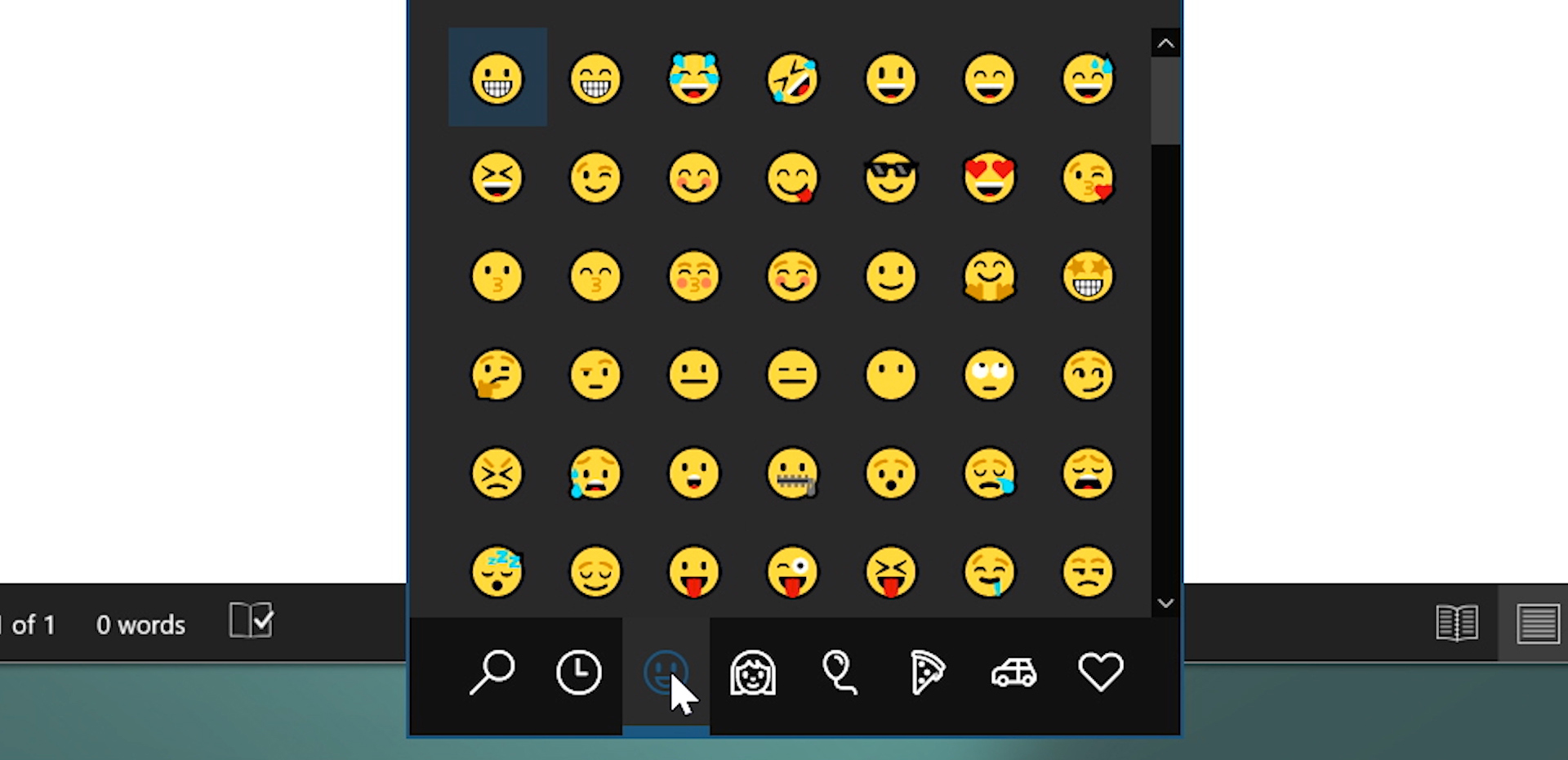 keystrokes for emoticons