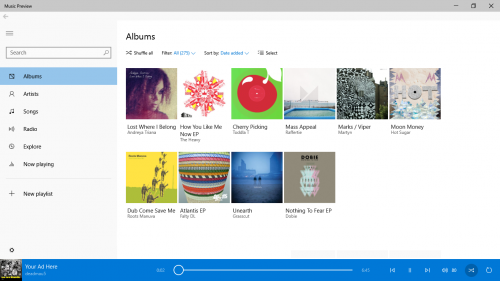 Music Preview in Windows 10
