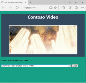 Screenshot of the Contoso Video Demo Website