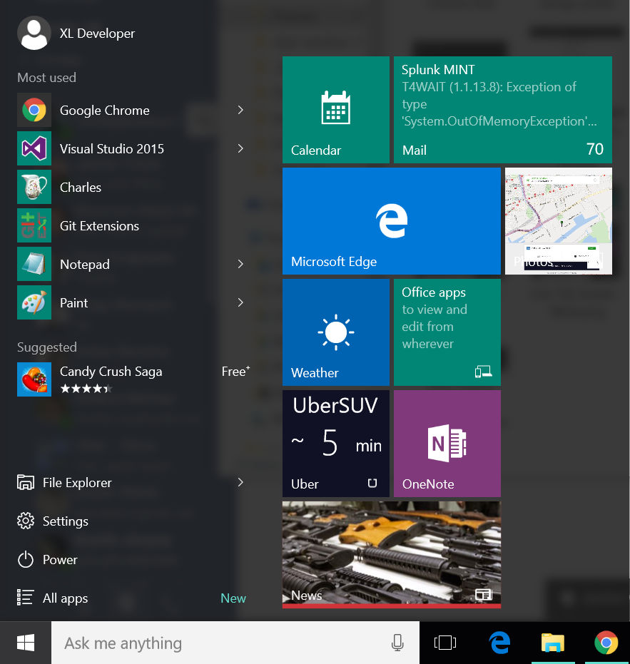 When you pin the Uber app to your Start menu, the Live Tile will display the estimated time it will take for your Uber to arrive