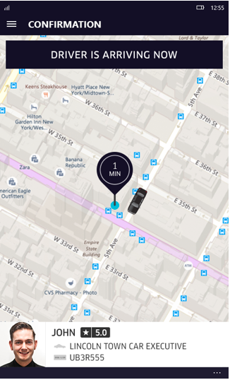 Get notified when your driver is arriving in Uber for Windows 10