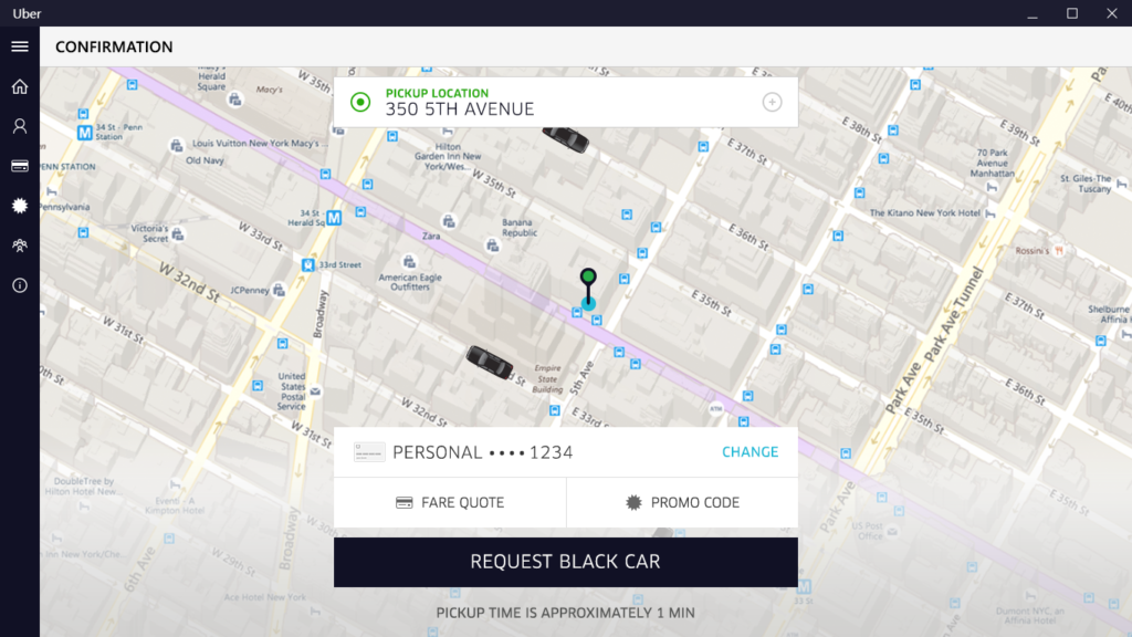 Request your ride from your Windows 10 PC with the Uber app for Windows 10