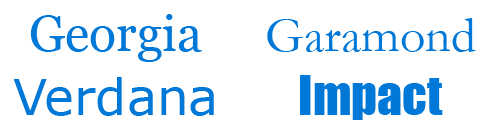 Figure 8. The combination of Georgia and Verdana (left) share similar values that creates a harmonious pairing. Compare that to the pairing of Garamond and Impact (right) where the heavy weight of Impact vastly overshadows its serif counterpart. 