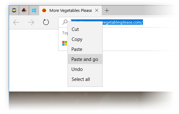 Paste-to-go in Microsoft Edge