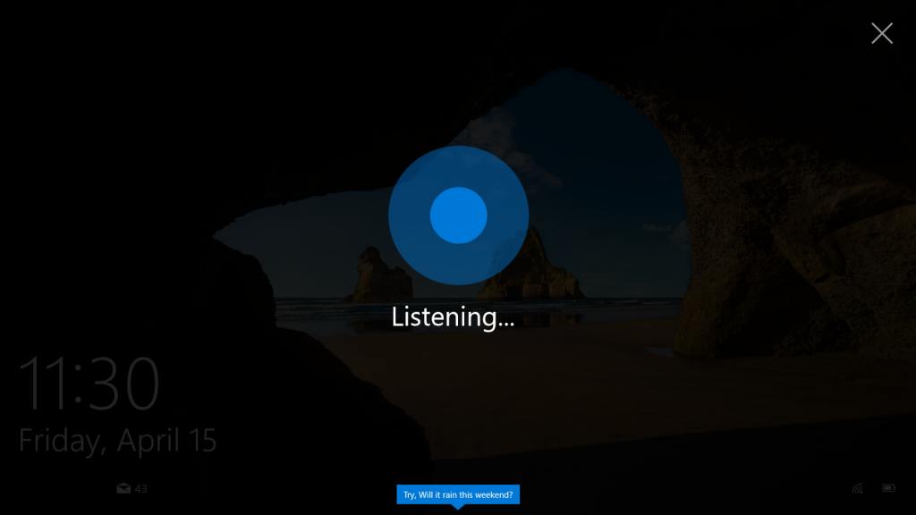 Cortana listening on the Lock screen
