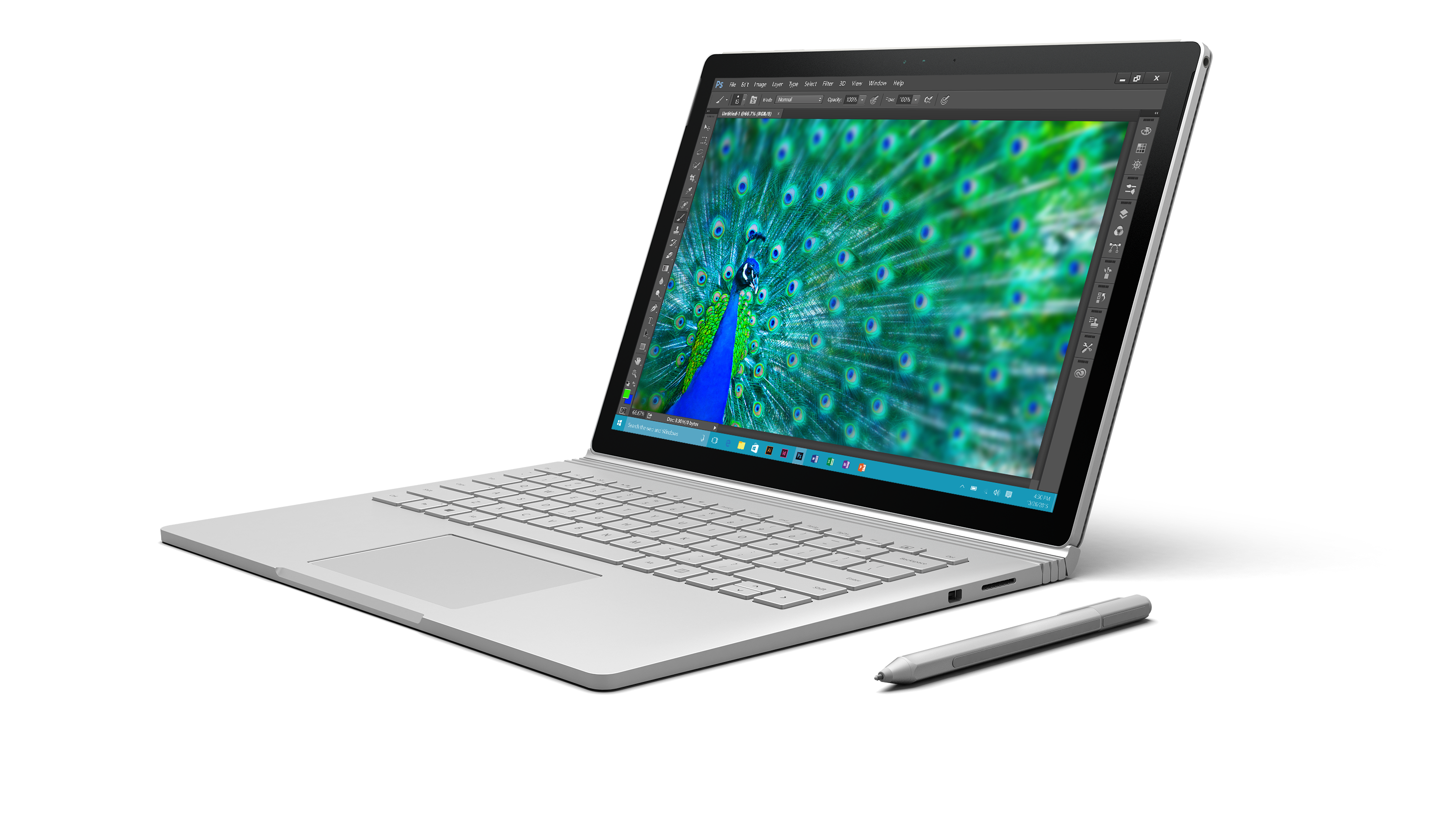 Microsoft Surface Book shown with Surface Pen.