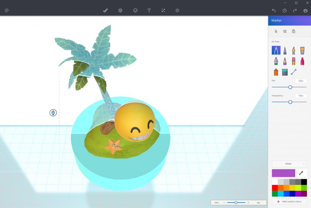 Paint 3D の新しいユーザー インターフェイス