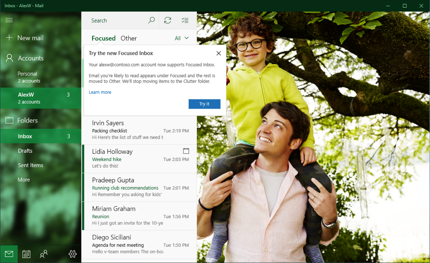Get to emails that matter quicker with the new Focused Inbox.