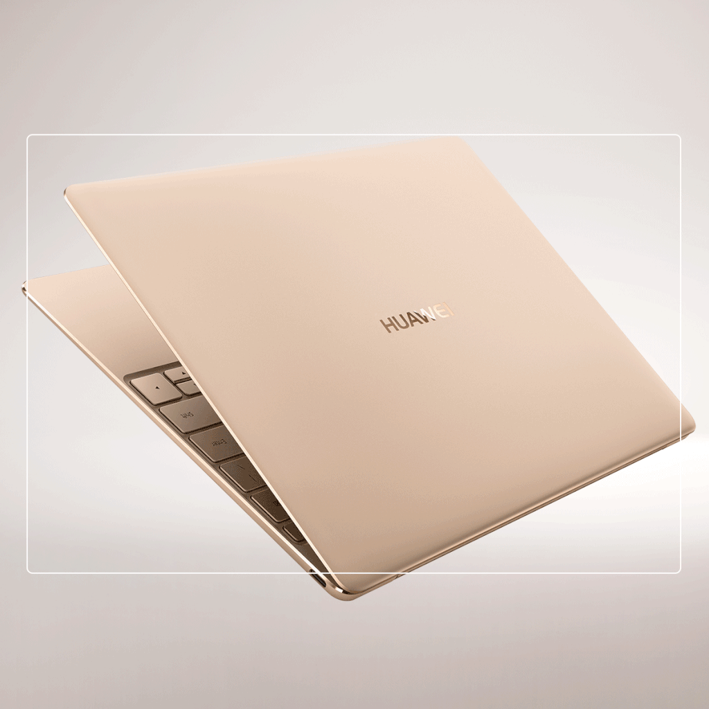 HUAWEI MateBook X in folded position with Microsoft and HUAWEI logos 